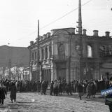 Краснодар. Угол улиц Красной и Свердлова, вид на юг. Февраль 1943 года