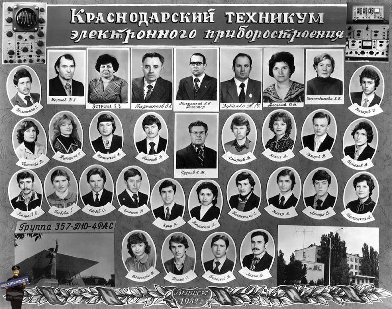 Краснодар. Краснодарский техникум электронного приборостроения. Группа 357-Д10-4РАС, 1982 год Краснодар. Краснодарский техникум электронного приборостроения. Группа 357-Д10-4РАС, 1982 год